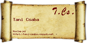 Tani Csaba névjegykártya